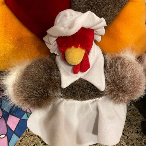 People Pals Vintage Plush Turkey Set Girl and Boy Thanksgiving Decorations - Picture 13 of 16